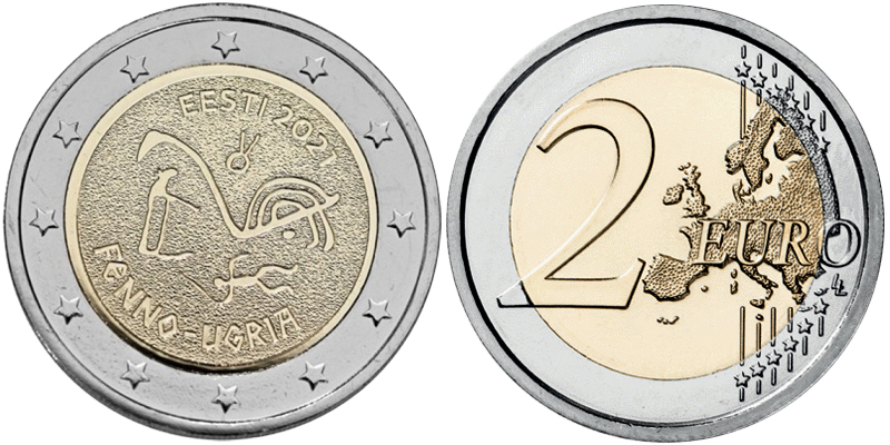 Эстония 2 евро, 2021 год. Финно-угорские народы