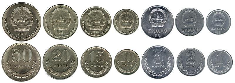 Набор монет. Монголия, 1981 год