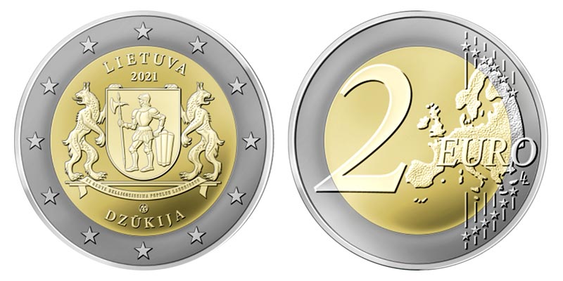 Литва 2 евро, 2021 год. Дзукия