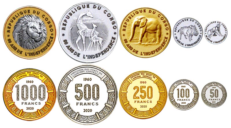 Набор монет. Конго, 2020 год. (5 шт.)