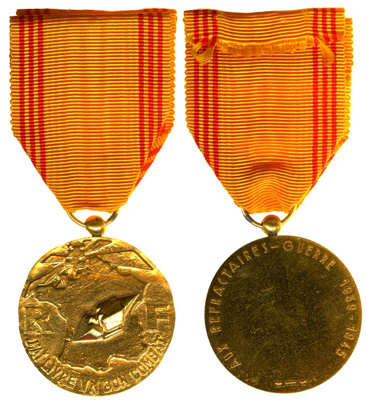 Награда. Франция. Памятная медаль Непокорного. II мировая война