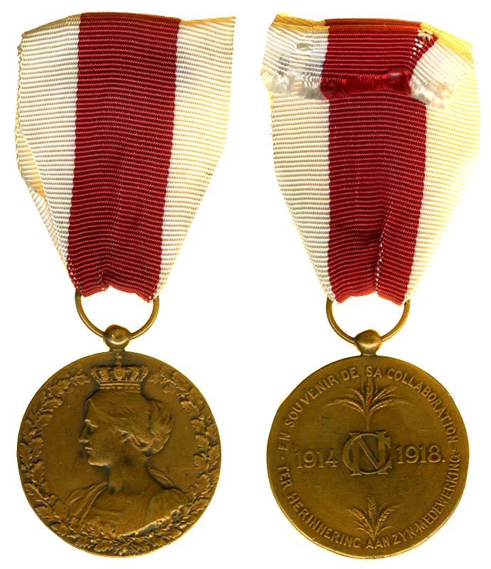Награда. Бельгия. Медаль коммитета поддержки армии. I Мировая война. III степени