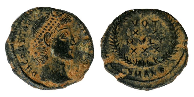 Римская Империя 337-361 года. Император Констанций II. Фоллис VOT XX MVLT XXX
