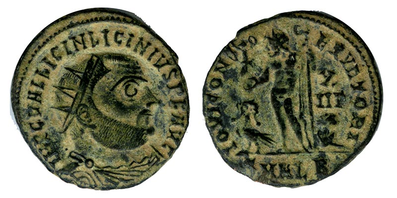 Римская Империя 308-324 года. Император Лициний I. Фоллис IOVI CONSERVATORI