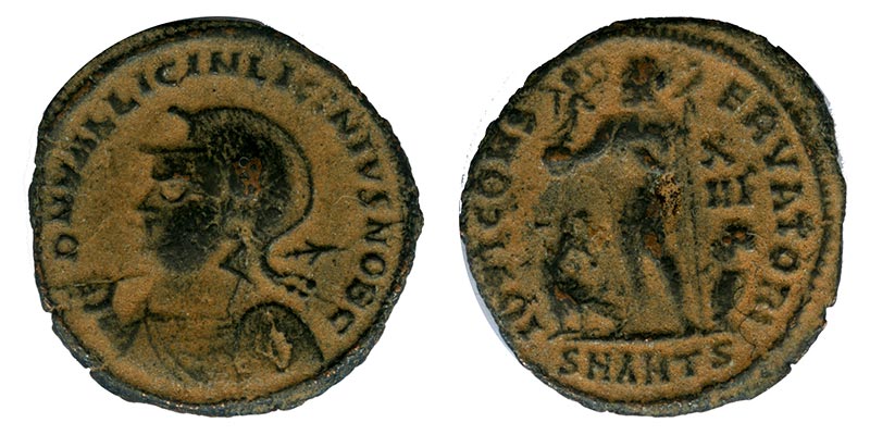 Римская Империя 321-324 года. Император Лициний II. Фоллис IOVI CONSERVATORI