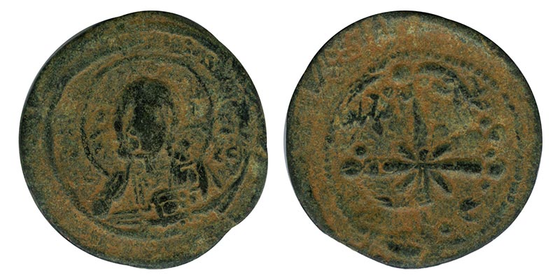 Византия 1078-1081 года. Никифор III Вотаниат. Фоллис с изображением Иисуса Христа