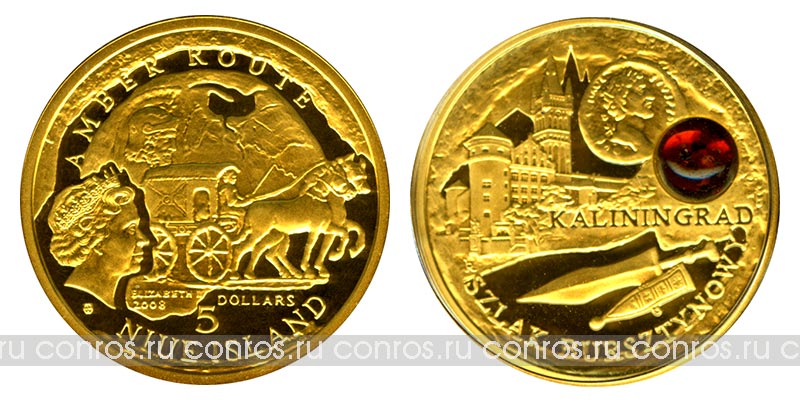 Австралия 5 долларов, 2008 год. Янтарный путь - Калининград