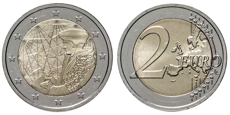 Эстония 2 евро, 2022 год. 35 лет программе Эразмус