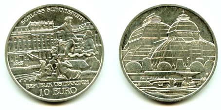 Австрия 10 евро, 2003 год. Палменхаус. Ag 925, 16 гр