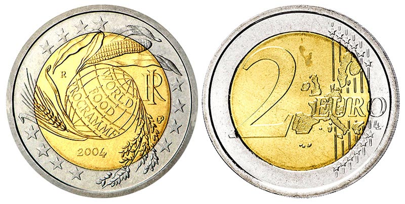 Италия 2 евро, 2004 год. Мировая продовольственная программа