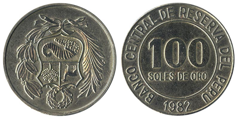Перу 100  соль, 1982 год