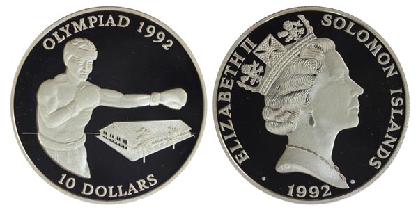 Соломоновы острова 10 долларов, 1992 год. Олимпиада 1992. Бокс