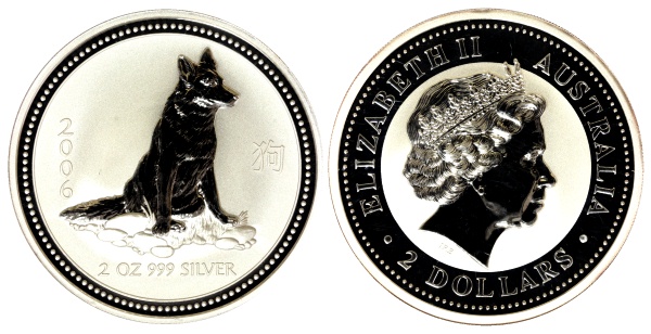 Австралия 2 доллара, 2006 год. Год собаки