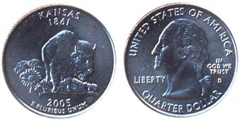 США 25 центов, 2005 год. KANSAS 1861.