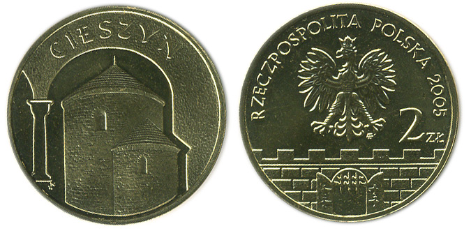 Польша 2 злотых, 2005 год. Цешин. Латунь