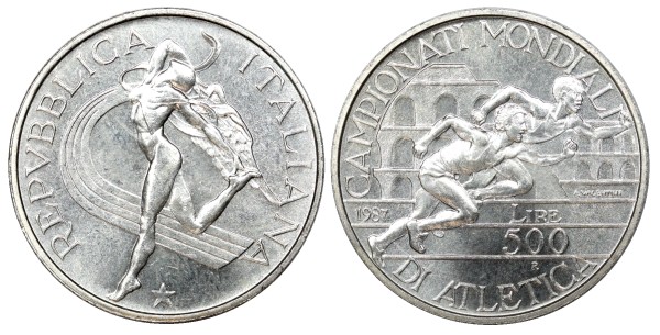 Италия 500 лир, 1987 год. Чемпионат мира по легкой атлетике, UNC