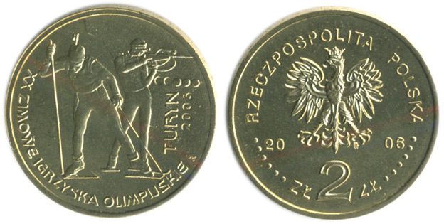 Польша 2 злотых, 2006 год. Зимние Олимпийские игры в Турине, 2006