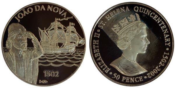 Остров Святой Елены 50 пенсов, 2002 год. Жуан да Нова