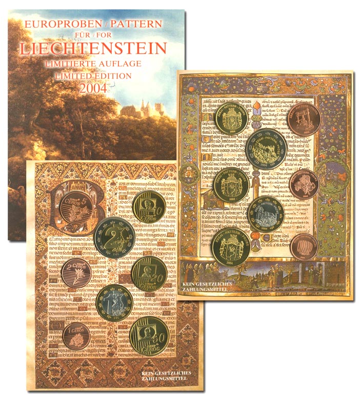 Набор монет. Лихтенштейн, 2004 год. Пробные евро. (8 шт)