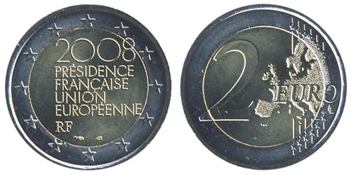 Франция 2 евро, 2008 год. Президентство в ЕС