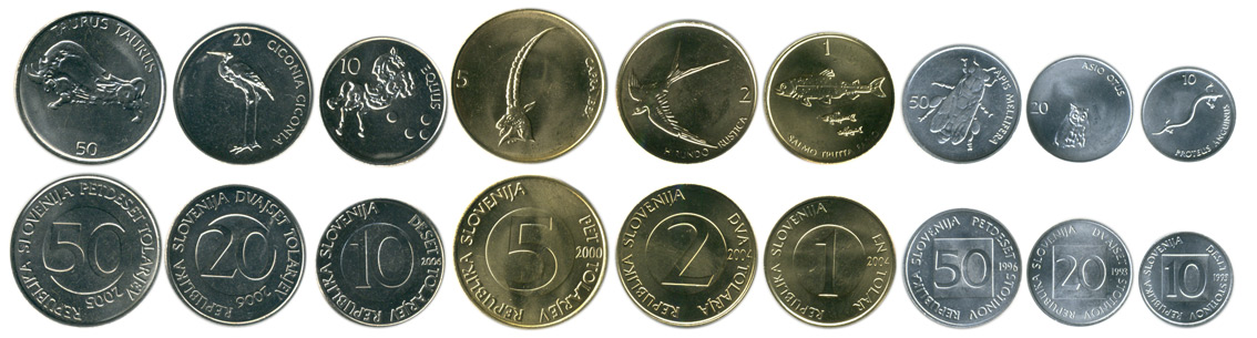 Набор монет. Словения, 1992-2005 года. (9 шт.)