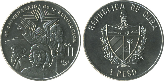 Куба 1 песо, 1999 год. 40-летие революции