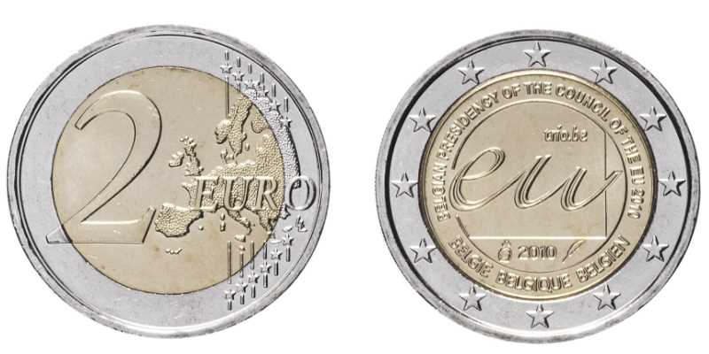 Бельгия 2 евро, 2010 год. Председательство в ЕС