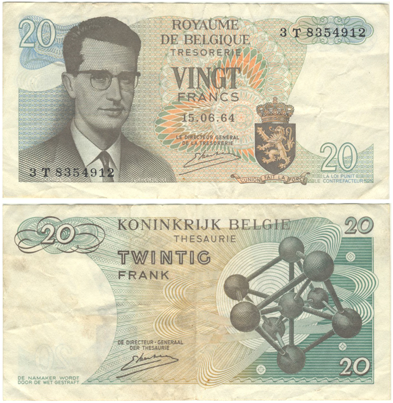 Бона. Бельгия 20 франков, 1964 год