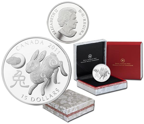 Канада 15 долларов, 2011 год. Год кролика