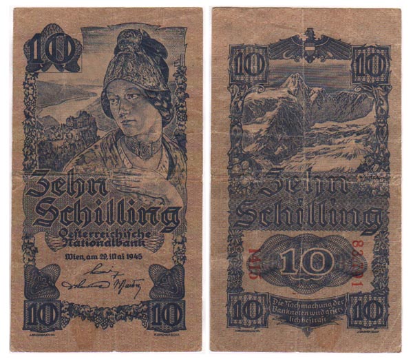 Бона. Австрия 10 шиллингов, 1945 год