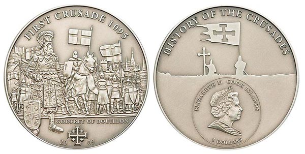 Острова Кука 5 долларов, 2009 год. Первый крестовый поход. 1095 года