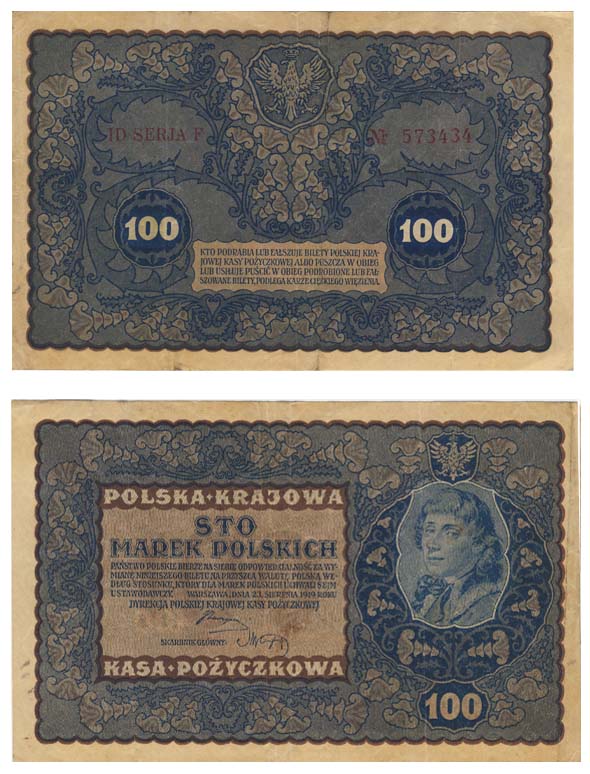 Бона. Польша 100 марок, 1919 год