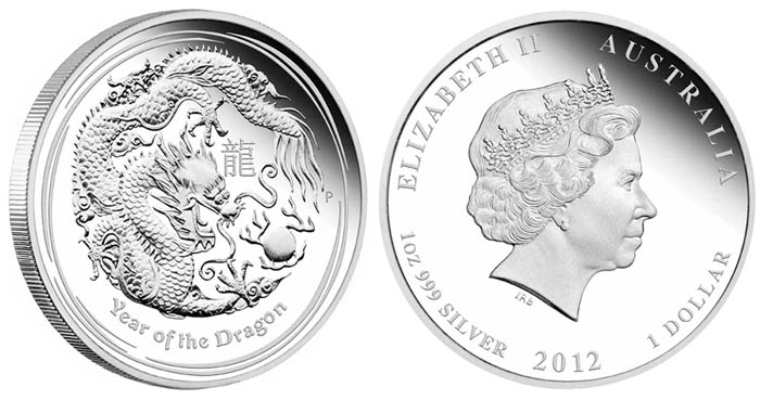 Австралия 1 доллар, 2012 год. Год дракона