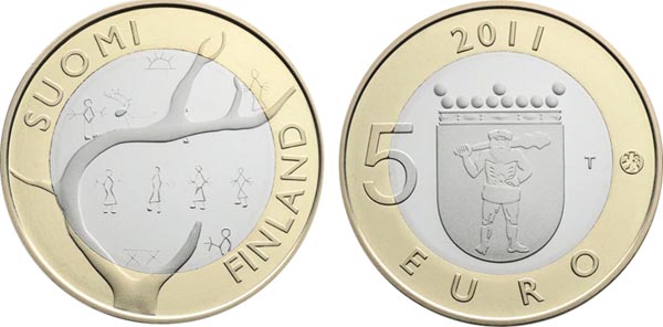 Финляндия 5 евро, 2011 год. Провинция Лапландия