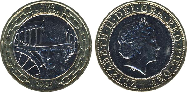 Великобритания 2 фунт, 2006 год. 200-летие Изамбарда Кингдома Брюнеля