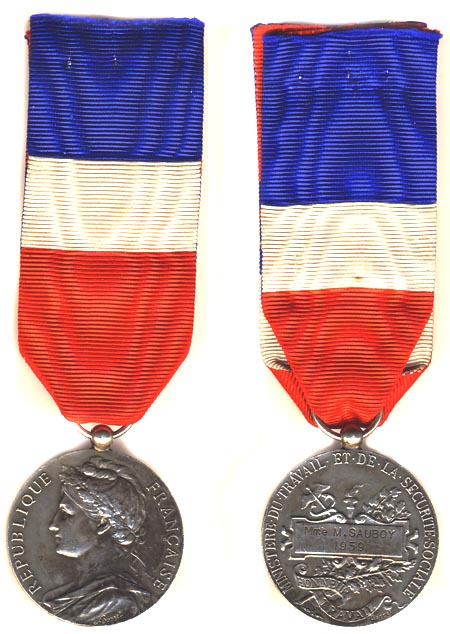 Франция. Почетная медаль, 1959 год. Министерства труда и общественной безопасности