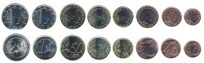 Набор монет евро. Люксембург, 2012 год. (8 шт.)