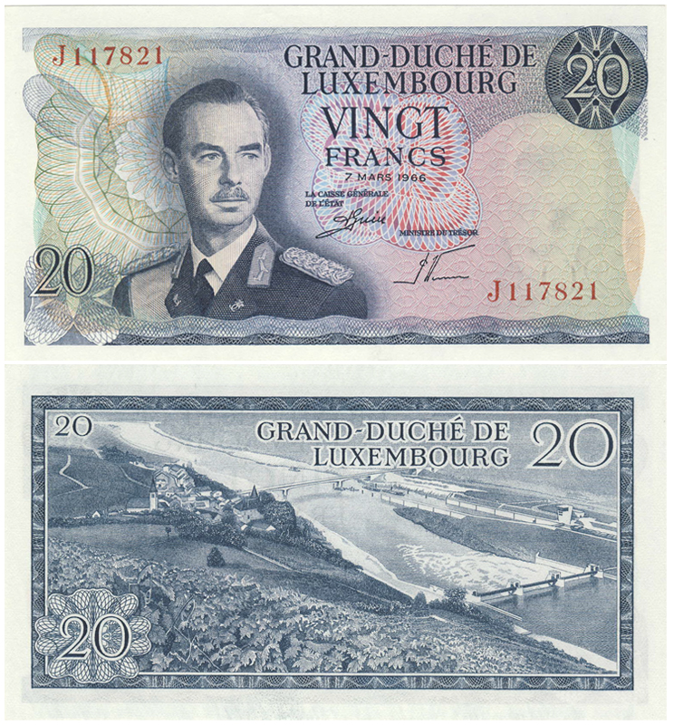 Бона. Люксембург 20 франков, 1966 год