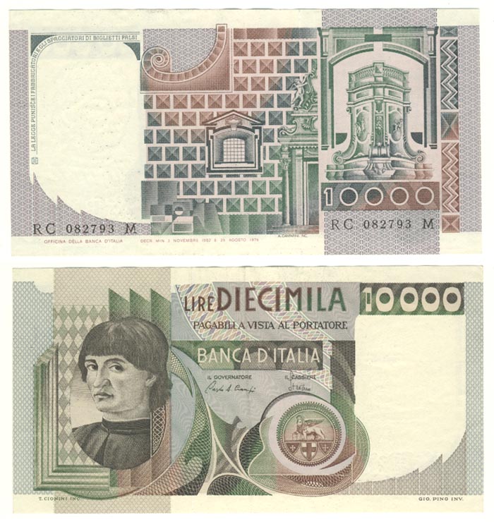 Бона. Италия 10000 лир, 1976 год