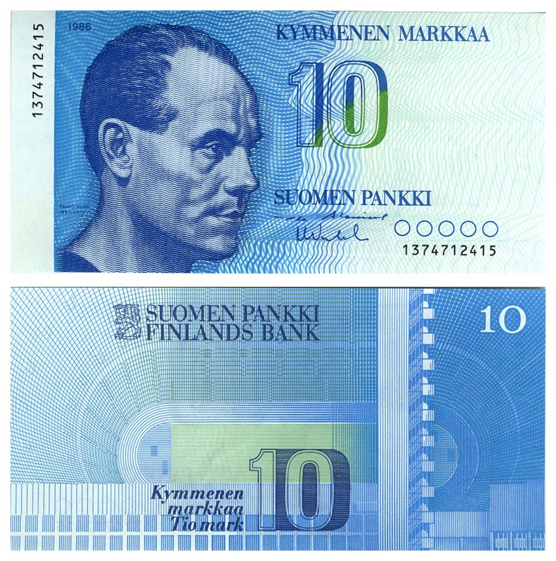 Бона. Финляндия 10 марок, 1986 год