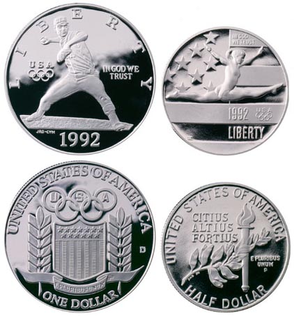 Набор монет. США, 1992 год. (2 шт.) Олимпиада