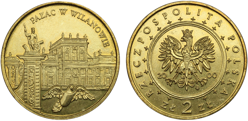 Польша 2 злотых, 2000 год. Виляновский дворец