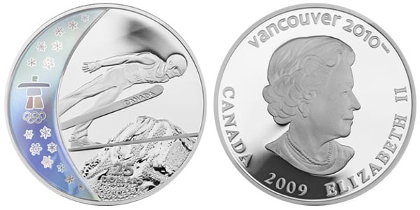 Канада 25 долларов, 2009 год. Прыжки на лыжах с трамплина
