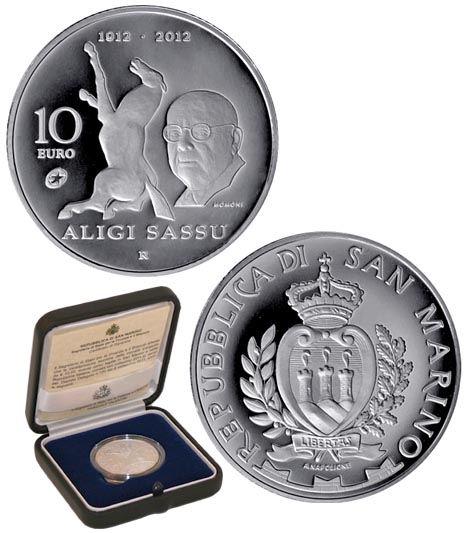 Сан-Марино 10 евро, 2012 год. 100-лети художника Алиджи Сассу