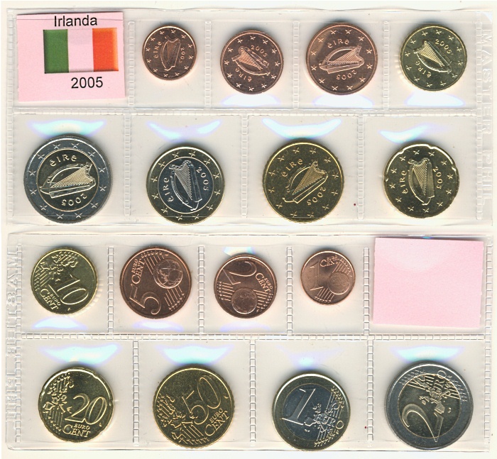 Набор монет евро. Ирландия, 2005 год. (8 шт.)
