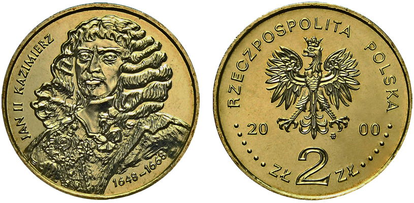 Польша 2 злотых, 2000 год. Ян II Казимир