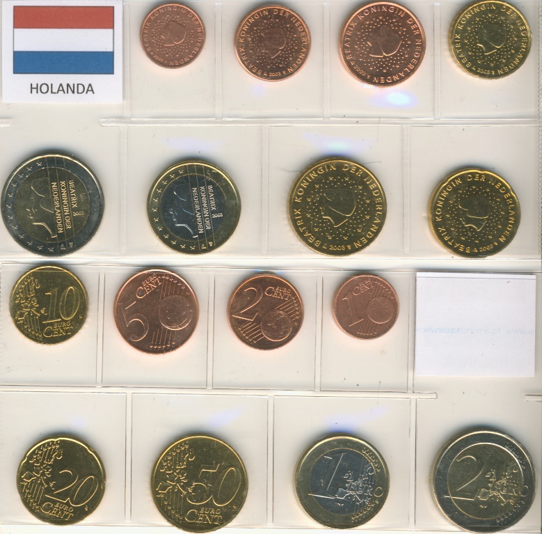 Набор монет евро. Нидерланды, 2003 год. (8 шт.)