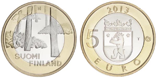 Финляндия 5 евро, 2013 год. Некрополь Саммаллахденмяки