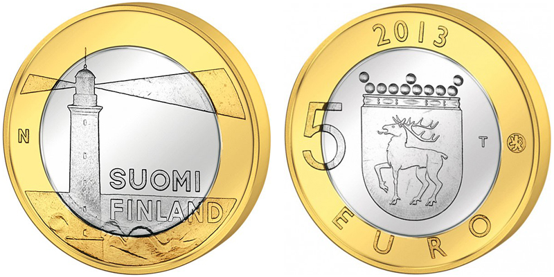 Финляндия 5 евро, 2013 год. Аландские острова. Маяк