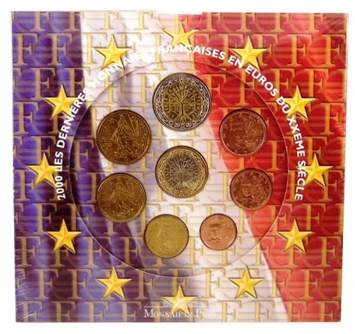 Набор монет евро. Франция, 2000 год. (8 шт.)